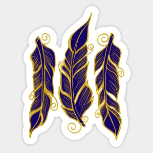 Blue and gold feathers Sticker